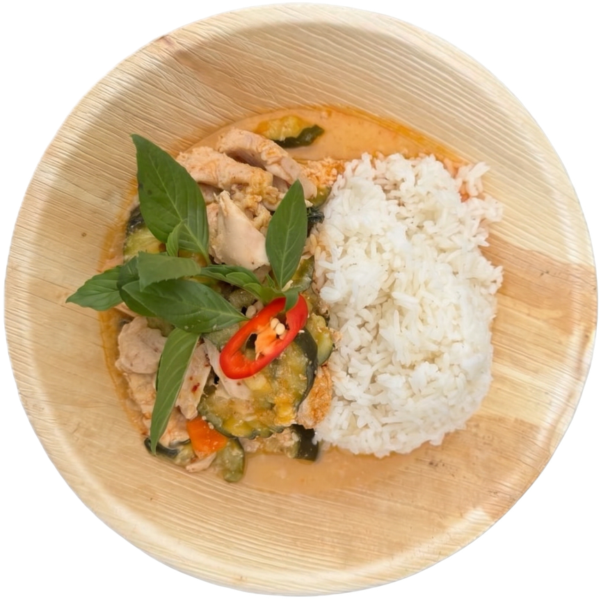 Poulet au curry rouge et légumes